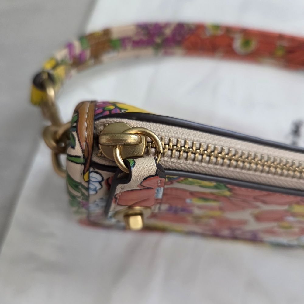 Coach Swinger 20 Ivory Multi Coral Floral Leather Shoulder Bag - Picture 8 of 8